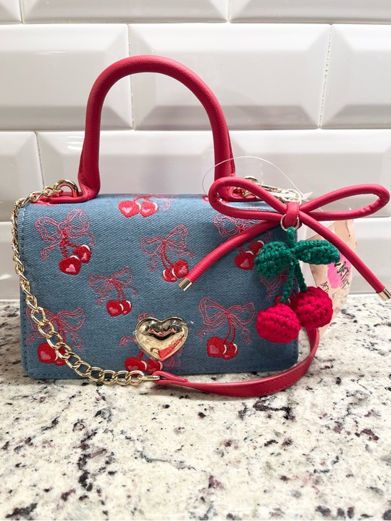 Betsey Johnson Handbags - Betsy Johnson Cherry Denim Kitsch Crossbody Bag NWT